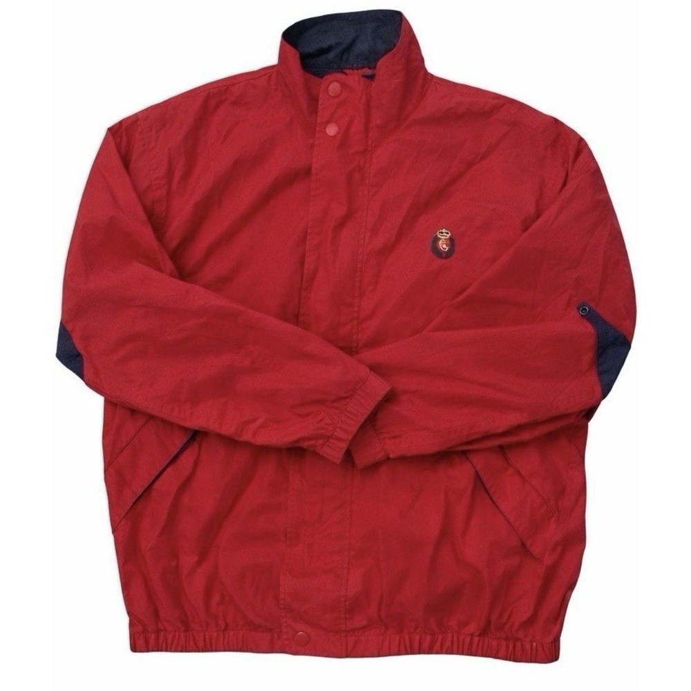 Vintage 90s Chaps Ralph Lauren Red Embroidered Crest Windbreaker Jacket Size L